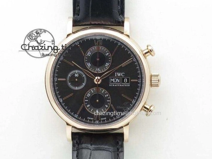 MIROTIME 0126 Pilot Chrono SS AZF 1:1 Best Edition Black Dial Orange Markers on Brown Leather Strap A EasyCare 7065